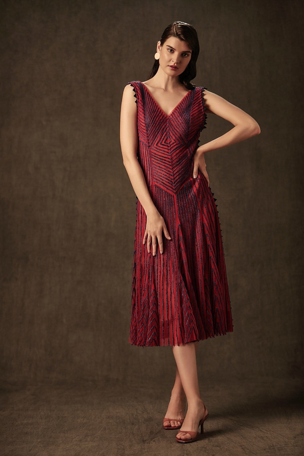 BIRDWALK STRIPED  NET FLAPPER  DRESS