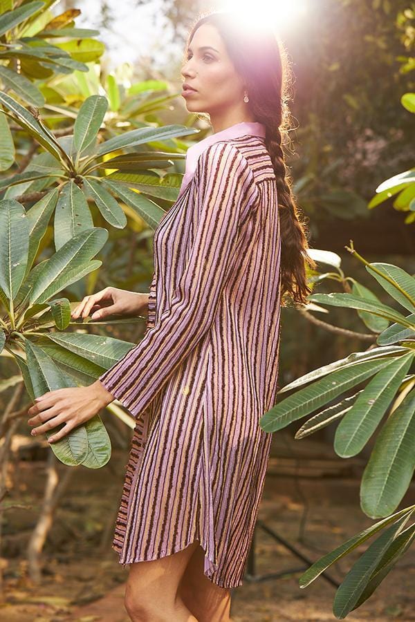 BIRDWALK STRIPED SHIRT DRESS